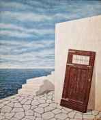Ilene Astrahan (American 20th century) Egg tempera and acrylic varnish on board 'Abandoned Door',