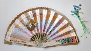 Stephanie Smart  - 'House of Embroidered Paper' 'Forget Me Not' Fan, crafted from cartridge paper,