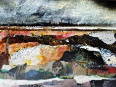 20th Century school Collage and mixed media Stylised seascape, unsigned, framed and glazed,13cm x