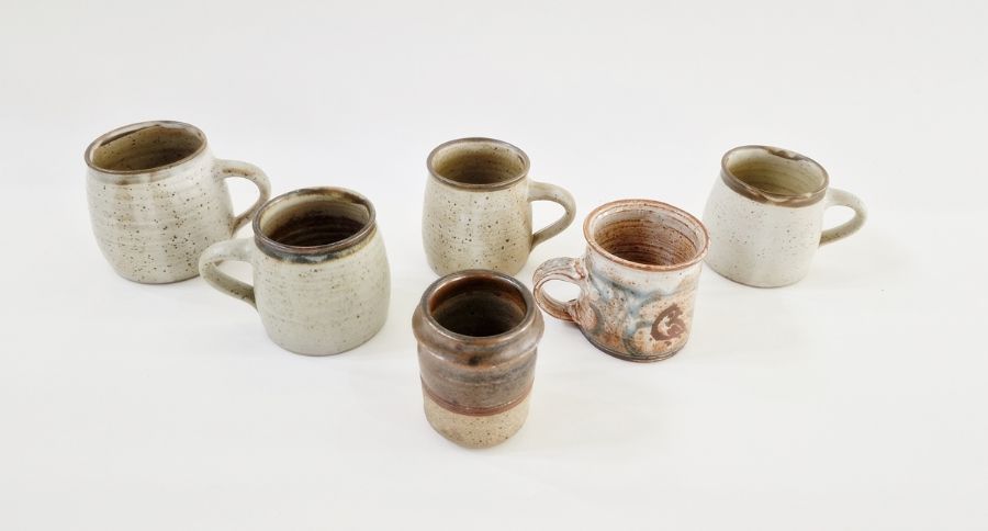 Four studio pottery mugs by the same artist, possibly Andrew Davidson, impressed mark to base, - Image 2 of 8