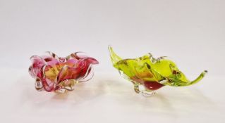 Two Joseph Hospodka for Chribska studio glass bowls, one elongated, 29cm wide and one tricorn,