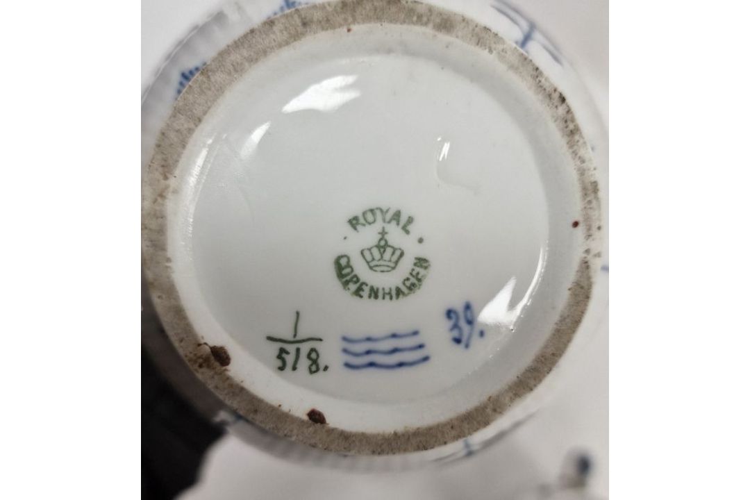 Royal Copenhagen Half Lace pattern blue and white tea wares, printed blue and green marks, - Image 4 of 4
