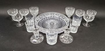 Pair of Stuart cut glass wines, a set of three Edinburgh cut glass tumblers, a pair of Stuart cut