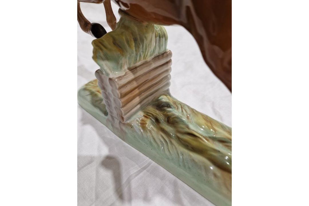 Beswick pottery model of a horse and rider jumping a fence, printed black marks, the female rider - Image 6 of 17