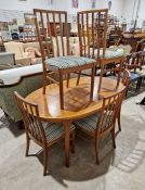 McIntosh D-end extending dining table, 150cm unextended and a set of six dining chairs with