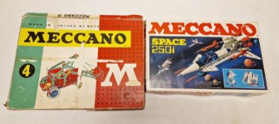 Meccano loose, Meccano Space 2501 construction kit, boxed and an empty Meccano box (1 box)