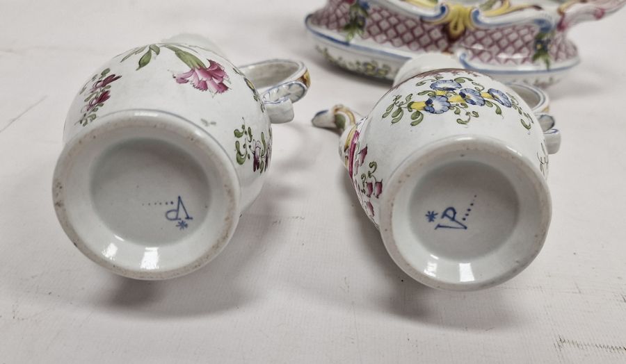 French Faience Rococo cruet set, 19th century, in the mid-18th century style, spurious blue Veuve - Image 3 of 3