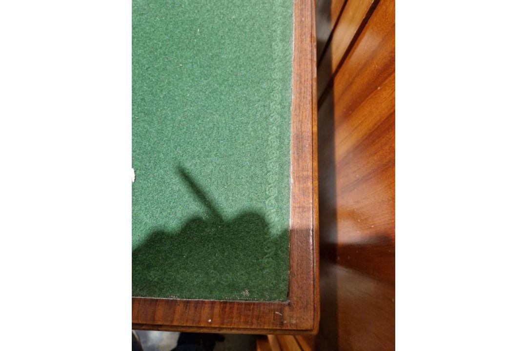 Mahogany foldover top card table with D-mould edge, having concertina action opening to 91cm - Image 16 of 21