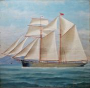 Unattributed Watercolour drawing 'Little Mystery - JH Greet Master' Built 1887 a top sail