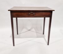 19th century mahogany rectangular side table with satinwood inlay, on straight supports, 74 cms h. x