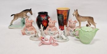 Poole pottery Galaxy pattern oviform vase, a Poole pottery Delphis pattern cylindrical vase, 20.