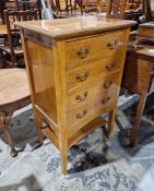 Gilberts of Swindon Edwardian mahogany inlaid chest of four short drawers, shelf below, on