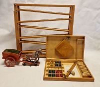 'The Victavia Cabinet and Games Company', boxed, a papier mache carthorse on wheels with cart and