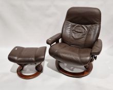 Ekones Stressless leather consul chair and matching footstool (2)