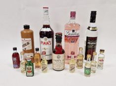 Collection of spirits and other alcoholic drinks including 1litre bottle Gordon's pink gin, 0.7litre