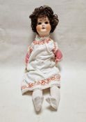 Schoenau & Hoffmeister bisque headed doll with sleeping blue eyes, ball jointed composition body,