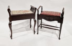 Two mahogany piano stools (2)