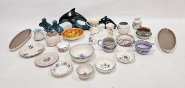 Collection of Poole pottery, printed and impressed marks, including a Delphis pattern orange brown