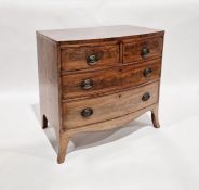 Mahogany bow fronted chest of two short and two long drawers with oval brass plate handles, H. 79