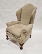 Georgian-style high wing back armchair in beige