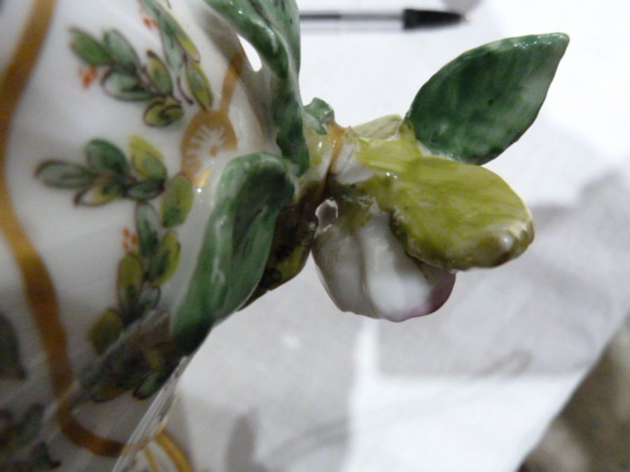 Two Meissen flower encrusted cabinet cups and saucers and a Continental porcelain lobed vase and - Image 14 of 14