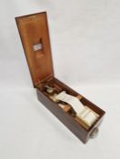 Vintage stained wood cash register with till roll aperture, cash drawer and bell