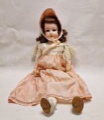 Armand Marseille 390 A61/2M doll, bisque head, sleeping blue eyes, open mouth and teeth with