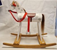 20th century painted wooden rocking horse, 80cm high approx.