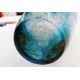 1930's Legras glass vase of tapering form, mottled blue/turquoise ground, stained etched floral - Image 2 of 3