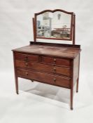 Sewing machine table enclosing VFM sewing machine, 62cm wide and a mahogany mirror-back dressing