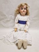 Armand Marseille doll, A14M with open and shut brown eyes, open mouth and teeth, in a white dress