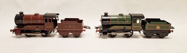 Hornby clockwork 'O' gauge LMS 0-4-0 tank locomotive 5600 with 4 wheel tender together with a Hornby