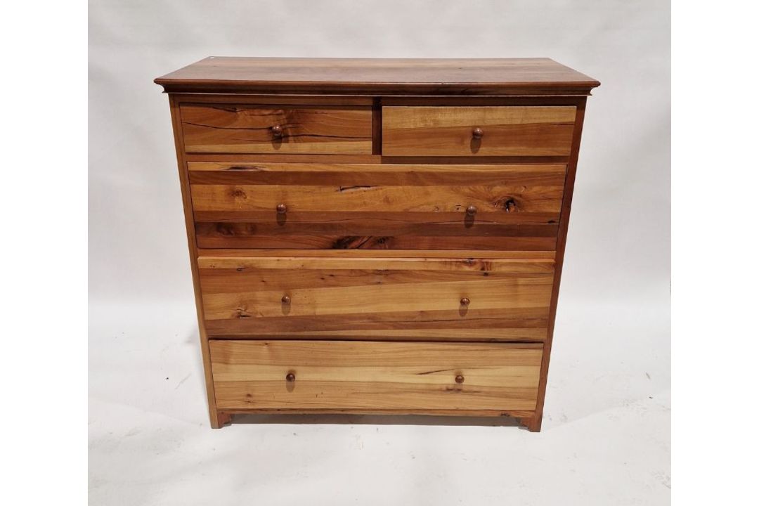 Modern lightwood chest of two short and three long drawers, 110 cms x 109cm wide x 50 cms