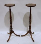 Pair of mahogany jardiniere stands with reeded and turned supports, on tripod base Condition