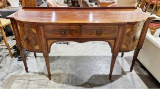 George III mahogany breakfront sideboard, with central frieze drawer flanked by one deep drawer