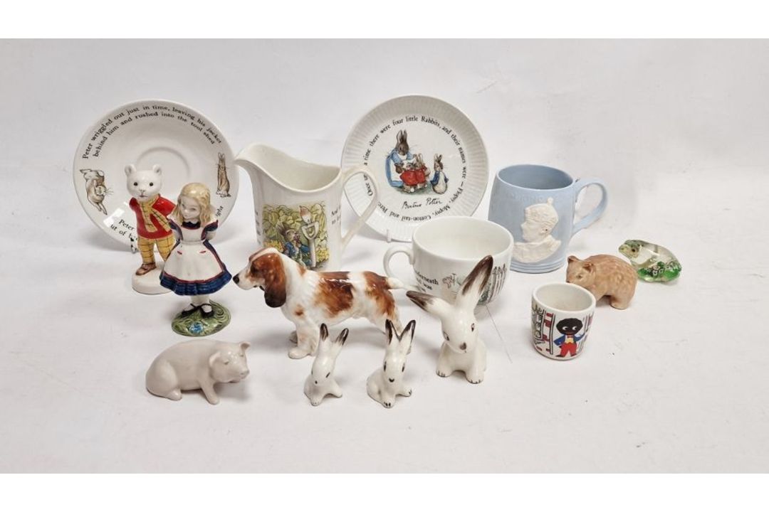 Beswick model of Alice standing on a grassy mound, 12cm high,  a model of Rupert the Bear bearing - Image 1 of 11