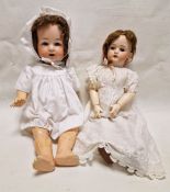 Jutta bisque headed baby doll with sleeping blue eyes, open mouth, moulded composition body, 53cm