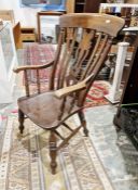 20th century mahogany open arm kitchen chair