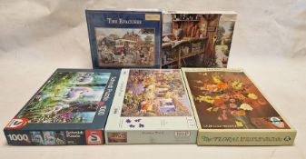 Box of puzzles, Garden Pond 1000 pieces etc (1 box)