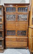 19th century mahogany and leaded glass four-tier stacking bookcase with two short and one long