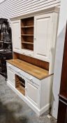 Modern pine white painted dresser, 150cm wide