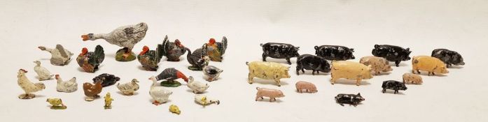 Britains and other model poultry and Britains and other model pigs (2 bags)