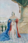 Unattributed watercolour drawing 'Queen Victoria' and 'Prince Albert' (c.1840's) 15 x 10cm (2)