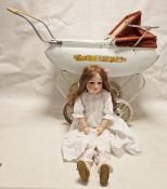 Armand Marseille 390 bisque headed child doll, A11M, brown sleeping eyes, open mouth with teeth