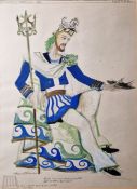 Thomas Osborne Robinson Pencil and wash The Oxford Masque 1948 - costume design 49 x 36cm, framed
