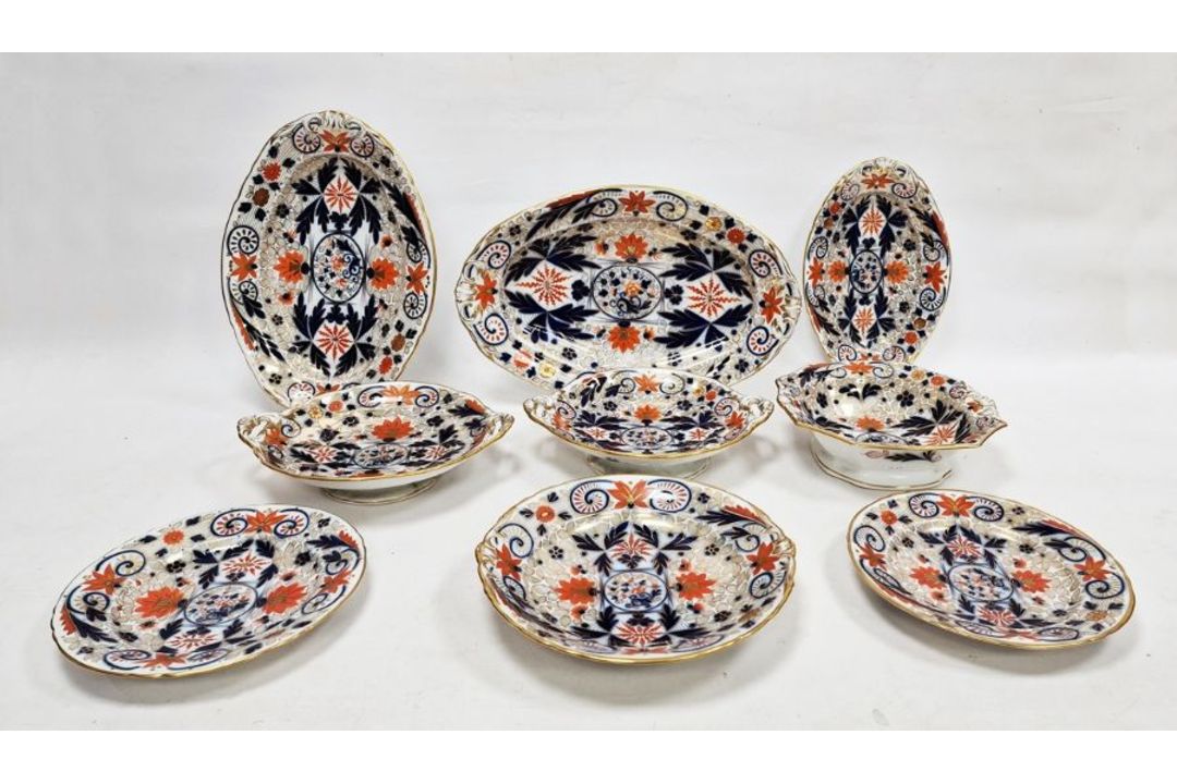 Staffordshire ironstone Imari pattern part dinner service, circa 1830, impressed F & M marks, - Image 1 of 2