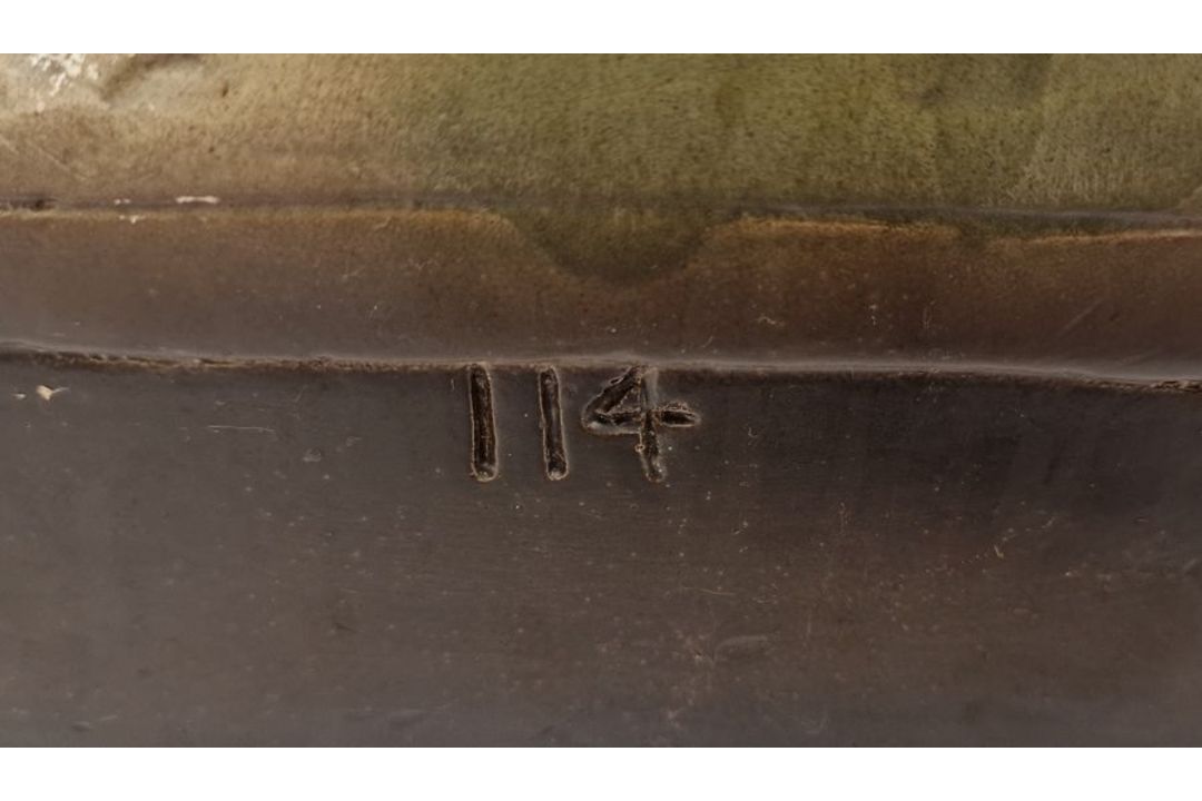 Early to mid-20th century painted plaster figure of a Shy Girl, incised 114 to reverse, modelled - Image 3 of 3