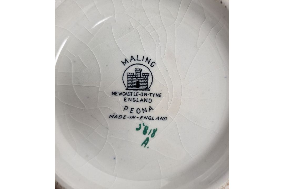 Group of Art Deco lustred pottery bowls and vases comprising a Maling ruby red lustre waisted - Image 3 of 6