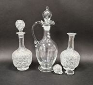 Pair of late 19th/early 20th century cut glass decanters, 30cm high (one stopper broken) and a