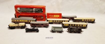 Hornby '00' gauge train set, LNER loco 7476, boxed, various track, buildings, carriages (1 box)